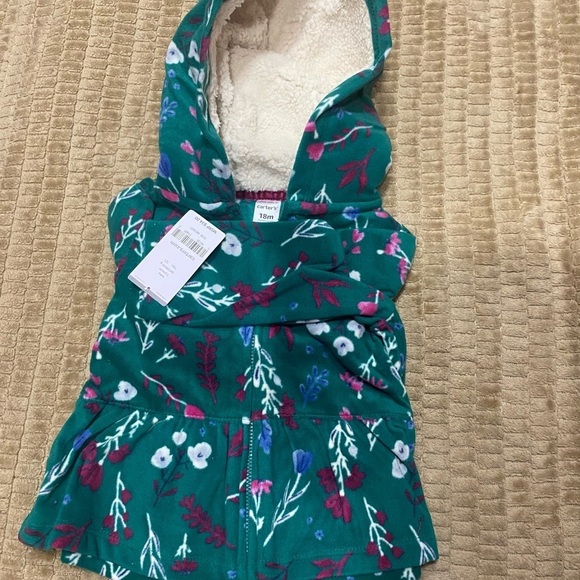 Carter’s 3Pc hoodie fleece jacket, pink onesie , gray leggings 
NWT - Picture 2 of 7